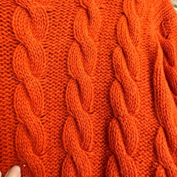 Brooks Brothers Chunky Cable‎ Knit Wool Pullover Sweater Orange Size Medium - Picture 2 of 8